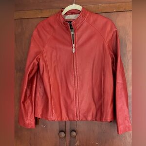 Siena Studio deep Red Leather Jacket w/ adjustable waist. Size M